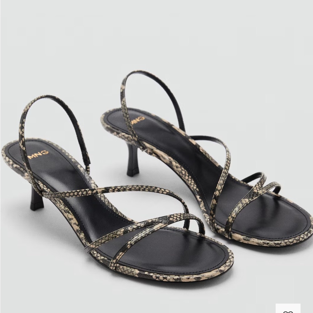 Mango Black Snake  Print Sandals